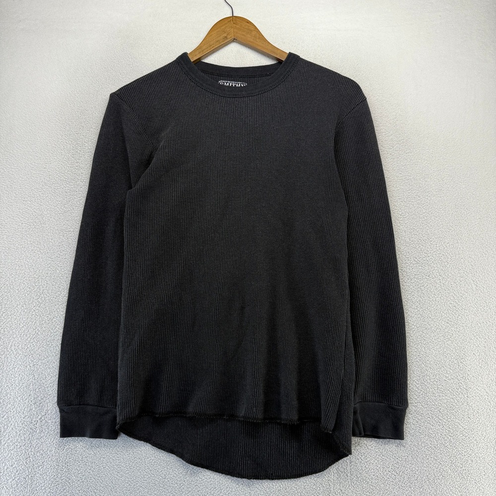 Smiths Workwear Thermal Shirt Mens Medium Black Waffle Knit Vintage Faded muscle